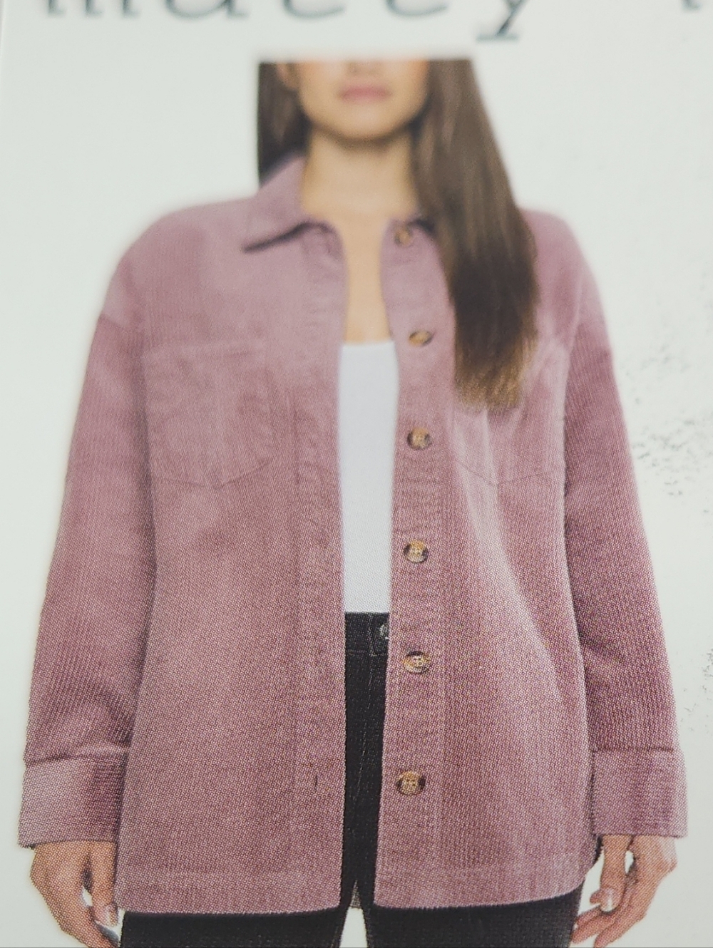 Women's Purple Corduroy Shirt Jacket - Matty M - XL